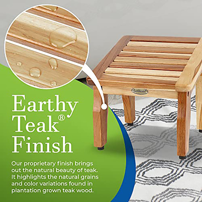 EcoDecors 12'' W Teak Shower Bench Wayfair